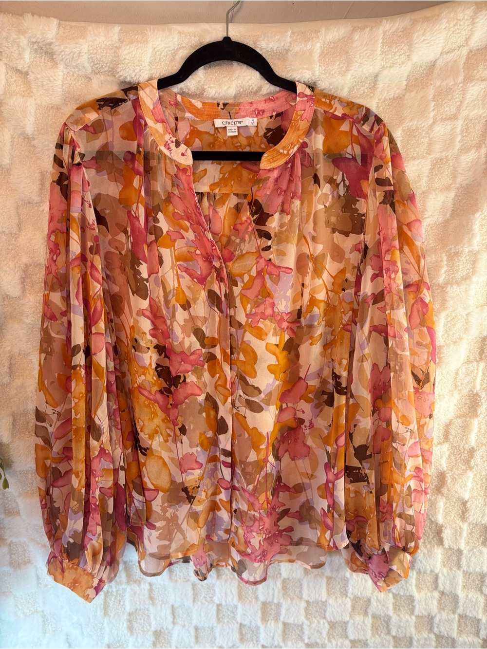 Chico's Women’s Floral Sheer Blouse size 3